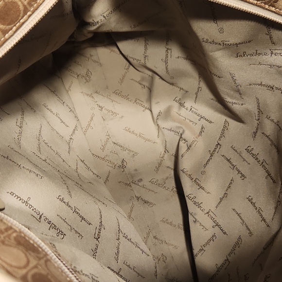 Salvatore Ferragamo Gancini Canvas Tote Beige and Brown - Picture 14 of 15